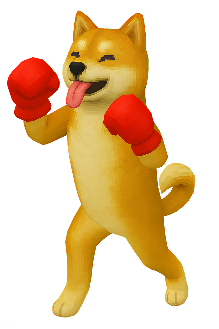 グローブをつけた柴犬